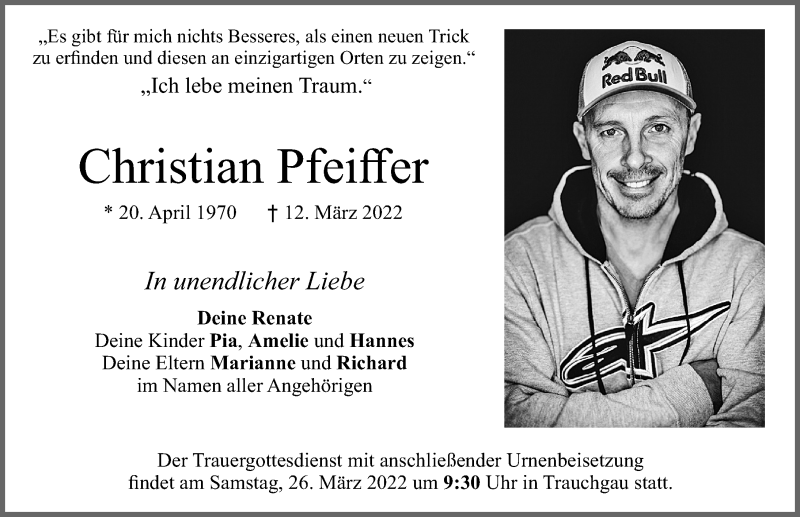  Traueranzeige für Christian Pfeiffer vom 19.03.2022 aus Allgäuer Zeitung, Füssen