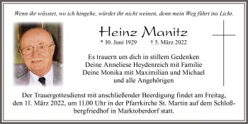 Traueranzeige von Heinz Manitz 