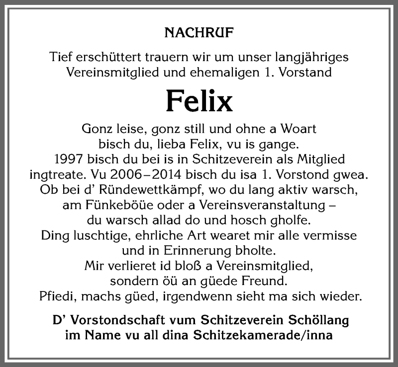  Traueranzeige für Felix Albrecht vom 15.03.2022 aus Allgäuer Anzeigeblatt
