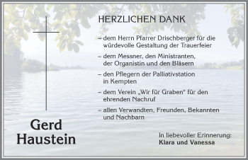 Traueranzeige von Gerd Haustein von Allgäuer Zeitung,Kempten