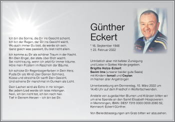 Traueranzeige von Günther Eckert von Memminger Zeitung