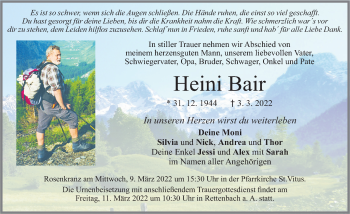 Traueranzeige von Heini Bair von Allgäuer Zeitung, Marktoberdorf