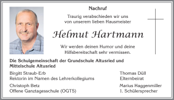 Traueranzeige von Helmut Hartmann von Allgäuer Zeitung,Kempten