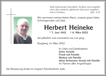 Traueranzeige von Herbert Heineke von Allgäuer Anzeigeblatt