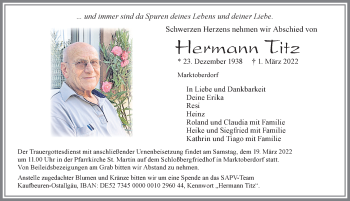 Traueranzeige von Hermann Titz von Allgäuer Zeitung, Marktoberdorf