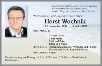 Traueranzeige von Horst Wochnik von Allgäuer Zeitung, Kaufbeuren/Buchloe