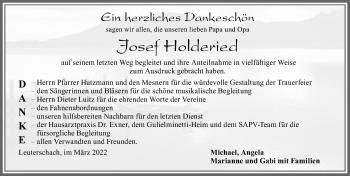 Traueranzeige von Josef Holderied von Allgäuer Zeitung, Marktoberdorf