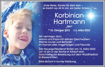 Traueranzeige von Korbinian Hartmann von Allgäuer Zeitung, Kaufbeuren/Buchloe