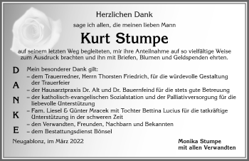 Traueranzeige von Kurt Stumpe von Allgäuer Zeitung, Kaufbeuren/Buchloe