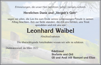 Traueranzeige von Leonhard Waibel von Allgäuer Zeitung,Kempten