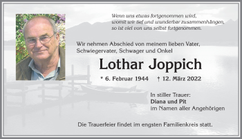 Traueranzeige von Lothar Joppich von Allgäuer Anzeigeblatt