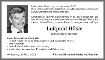 Traueranzeige von Luitpold Hösle von Allgäuer Anzeigeblatt