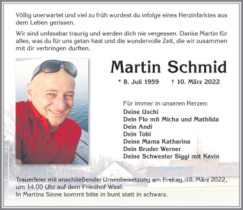 Traueranzeige von Martin Schmid von Allgäuer Zeitung, Kaufbeuren/Buchloe