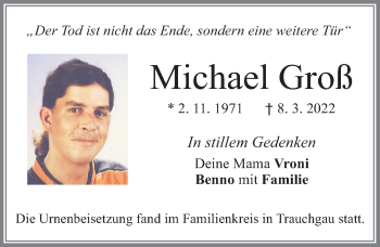 Traueranzeige von Michael Groß von Allgäuer Zeitung, Füssen
