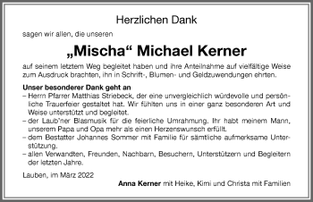 Traueranzeige von Michael Kerner von Memminger Zeitung