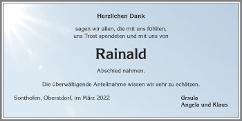 Traueranzeige von Rainald  von Allgäuer Anzeigeblatt