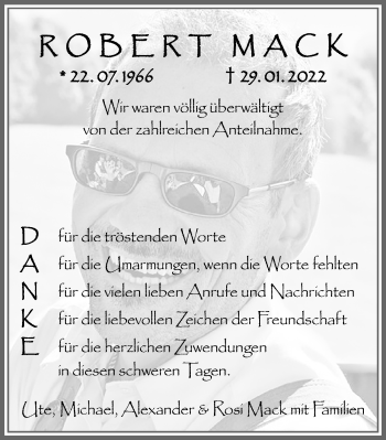 Traueranzeige von Robert Mack von Allgäuer Zeitung, Marktoberdorf