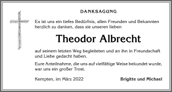Traueranzeige von Theodor Albrecht von Allgäuer Zeitung,Kempten