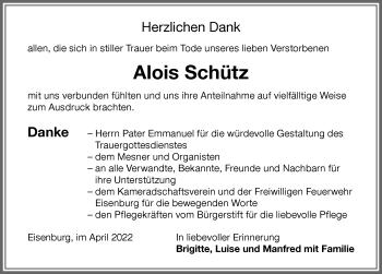 Traueranzeige von Alois Schütz von Memminger Zeitung