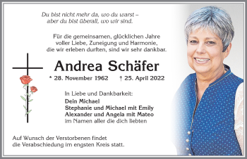 Traueranzeige von Andrea Schäfer von Allgäuer Zeitung, Kaufbeuren/Buchloe