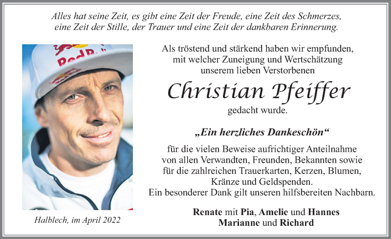  Traueranzeige für Christian Pfeiffer vom 23.04.2022 aus Allgäuer Zeitung, Füssen