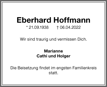 Traueranzeige von Eberhard Hoffmann von Memminger Zeitung