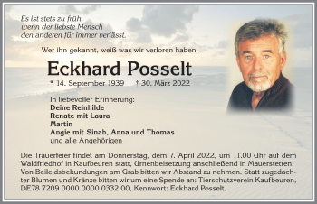 Traueranzeige von Eckhard Posselt von Allgäuer Zeitung, Kaufbeuren/Buchloe