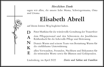 Traueranzeige von Elisabeth Abrell von Der Westallgäuer