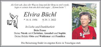 Traueranzeige von Elvira Büchl von Allgäuer Zeitung, Füssen