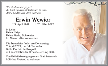 Traueranzeige von Erwin Wewior von Allgäuer Zeitung,Kempten