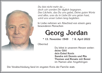 Traueranzeige von Georg Jordan von Allgäuer Zeitung,Kempten