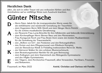 Traueranzeige von Günter Nitsche von Allgäuer Zeitung,Kempten