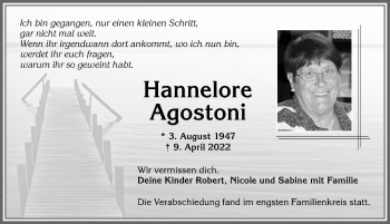 Traueranzeige von Hannelore Agostoni von Allgäuer Zeitung,Kempten