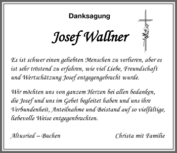Traueranzeige von Josef Wallner von Allgäuer Zeitung,Kempten