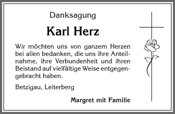 Traueranzeige von Karl Herz von Allgäuer Zeitung,Kempten