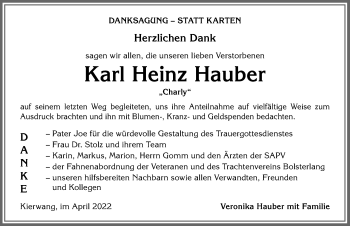 Traueranzeige von Karl Heinz Hauber von Allgäuer Anzeigeblatt