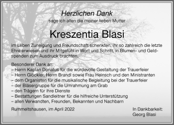 Traueranzeige von Kreszentia Blasi von Memminger Zeitung