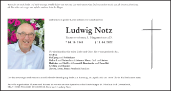 Traueranzeige von Ludwig Notz von Memminger Zeitung