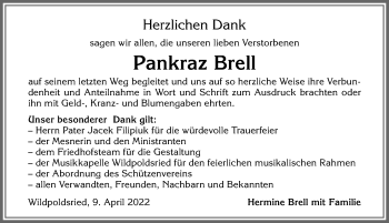 Traueranzeige von Pankraz Brell von Allgäuer Zeitung,Kempten