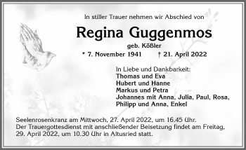 Traueranzeige von Regina Guggenmos von Allgäuer Zeitung,Kempten