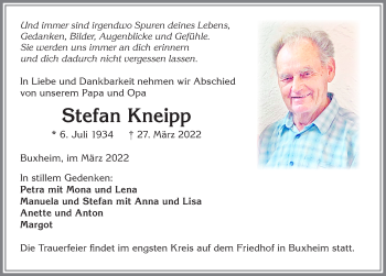 Traueranzeige von Stefan Kneipp von Memminger Zeitung