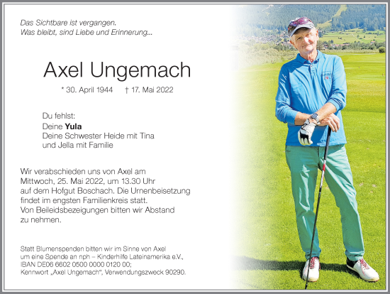 Traueranzeige von Axel Ungemach von Allgäuer Zeitung, Gesamtausgabe