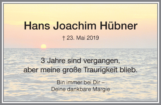 Traueranzeige von Hans Joachim Hübner von Allgäuer Zeitung,Kempten