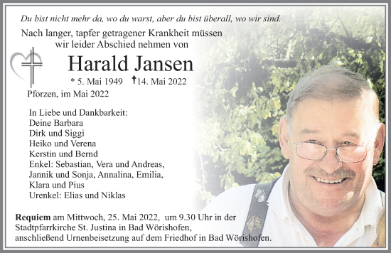 Traueranzeige von Harald Jansen von Allgäuer Zeitung