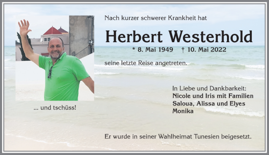 Traueranzeige von Herbert Westerhold von Allgäuer Anzeigeblatt