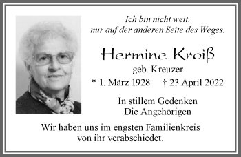 Traueranzeige von Hermine Kroiß von Allgäuer Zeitung, Füssen