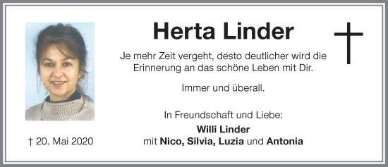 Traueranzeige von Herta Linder von Memminger Zeitung