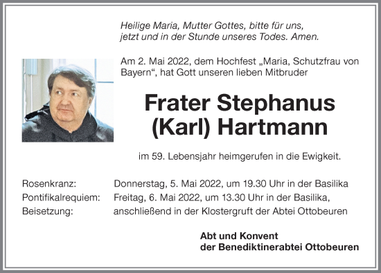 Traueranzeige von Karl Hartmann von Allgäuer Zeitung, Marktoberdorf