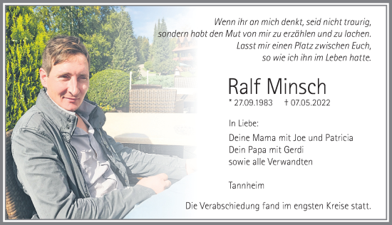 Traueranzeige von Ralf Minsch von Memminger Zeitung