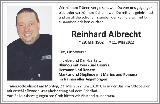 Traueranzeige von Reinhard Albrecht von Memminger Zeitung